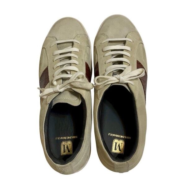 Bruno Magli Justice Men’s Suede Sneakers, Size 13, Tan and Brown Croc with Shoeb - Picture 4 of 16